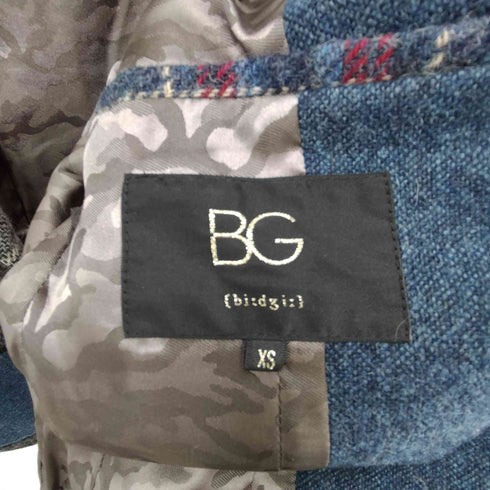 BG birdgir ツイードヘリンボーンチェック切替カモ柄ライニング2Bテーラードジャケット レディース  XS